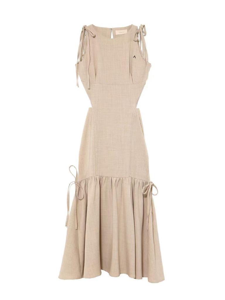 Women's Sleeveless Plaid Ruffle Fishtail Hem Dress with Tie-Up, Japanese and Mary Style, 3 Labels, 25