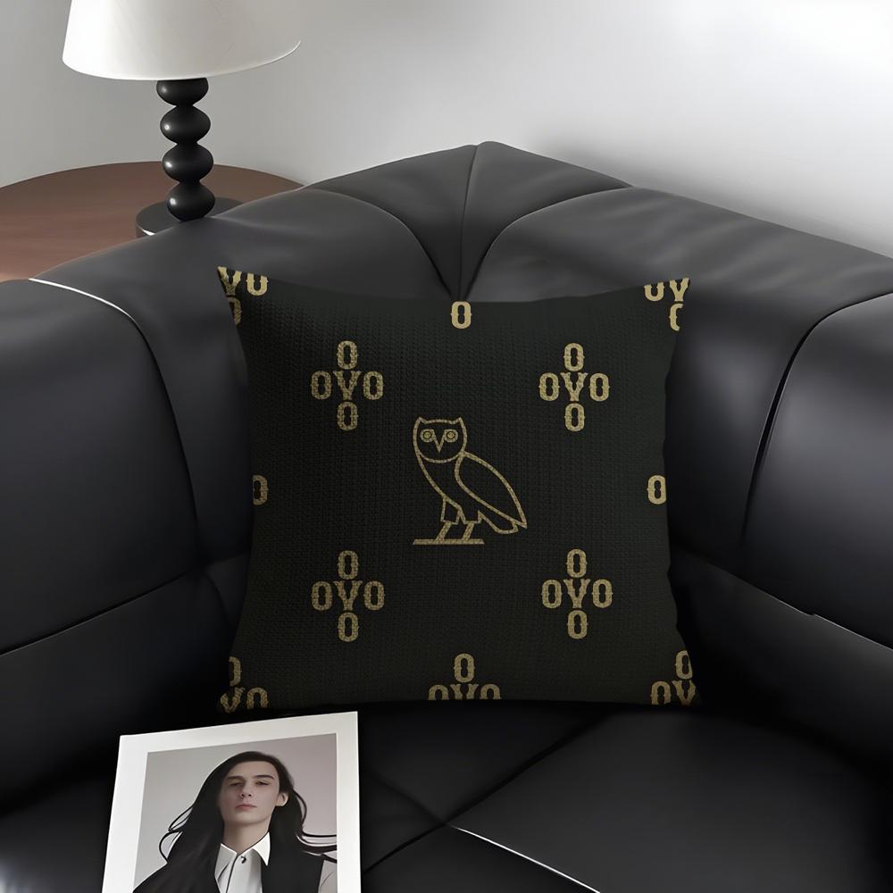 D-Drake O-Ovo Owl Cushion Cover Natural Linen Organic Fabric Double-Sided Printing Sofa Home Decor Gift Pillow Case