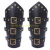 49MD 2pack Handmade Leather Wrist Bracers Durability PU Leather Steampunk Arm Cuffs