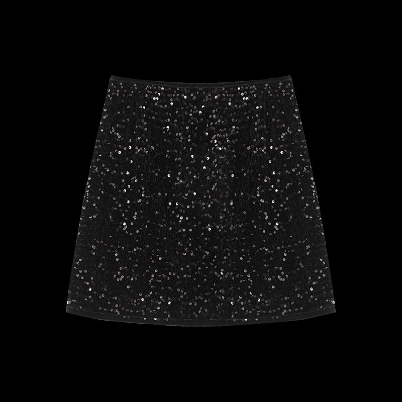 Women's Retro Sequin Velvet Mid-Length Skirt