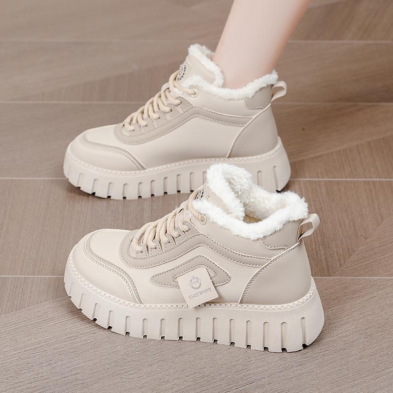Damen-Baumwollschuhe, neue Samt-High-Top-Sport- und Freizeitschuhe für Herbst und Winter, warm gefütterte Schneestiefel mit dicker Sohle