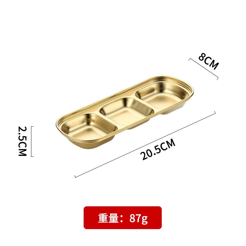 Korean Style Seasoning Dish Gold Silver Color Stainless Steel Barbecue Sauce Plate Tableware BBQ Restaurant Kitchen Tool