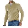 Half Zip Stand Collar Knit Sweater Men Solid Heather Long Sleeve Soft Warm Casual Pullover Top