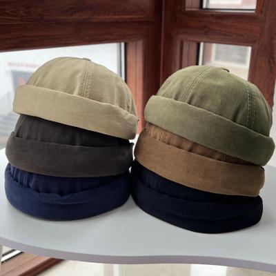 New Casual Hat Children's Solid Color Retro Brimless Melon Fur Hat Versatile Landlord Hat Men's Street Hip Hop Yuppie Hat