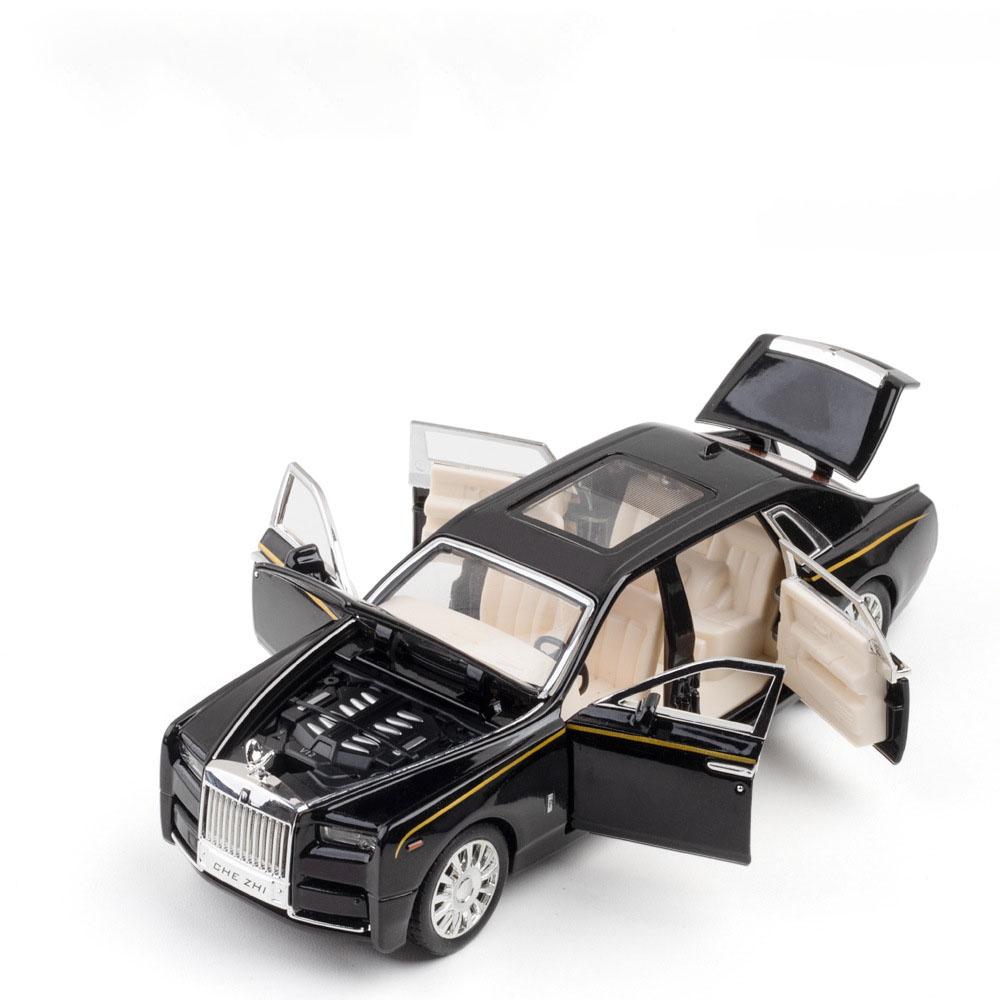 

Scale 1:32 Rolls Royce Phantom Car Model Toy Metal Diecast Doors Opened Pull Back Sound Light Vehicle Models for Boys Kids Gifts чёрный