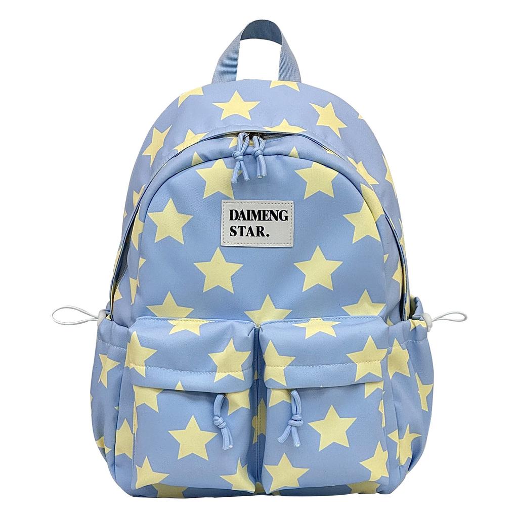 Schoolbag Little Star Printed Backpack Female Korean Version Middle and High School Student Leisure Schoolbag Fresh and Sweet Campus Commuter