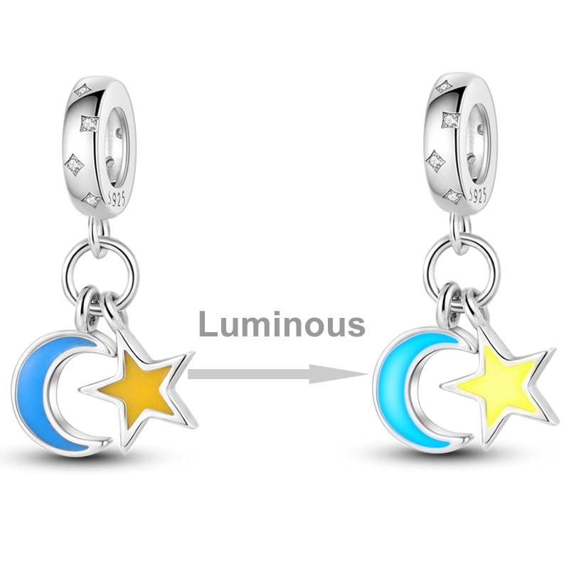 Starry Collection Charms Beads Copper Sun Stars Moon Dangle Pendants Fit Original Bangle Jewelry Bracelet Necklace