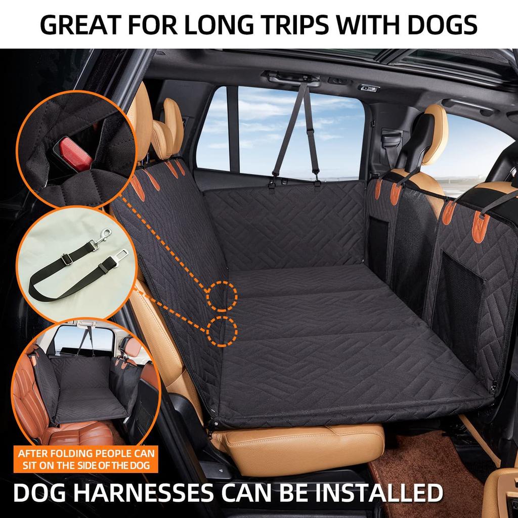 Extended Dog Car Seat Cover Car Bed Pet Backseat Cover Safety Carrier Waterproof Anti-Slip Pet Mat for Car SUV Truck Dog Hammock
