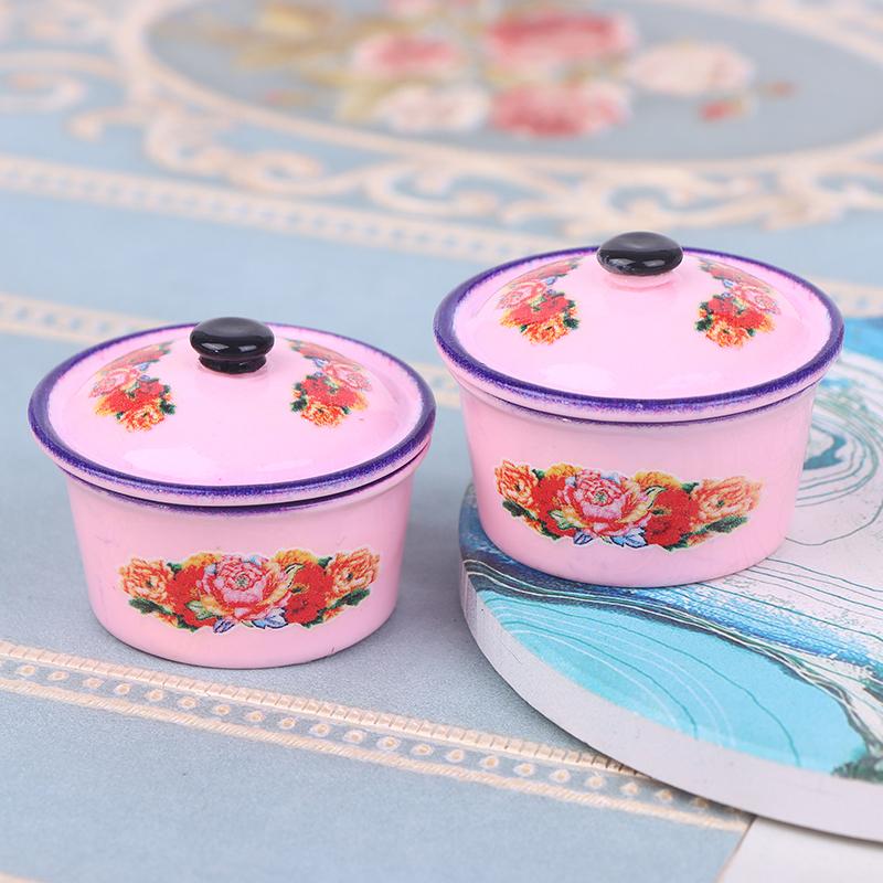 

2 шт. Кукольный домик Миниатюрная Ностальгическая Сцена из Жизни Декорация Эмалированный Таз Кукольные Аксессуары Игрушки розовый