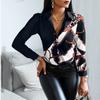 Blouses Woman Casual Office Print Shirts Autumn Fashion Button Long Sleeve White Shirt Elegant Patchwork Slim Tops Women