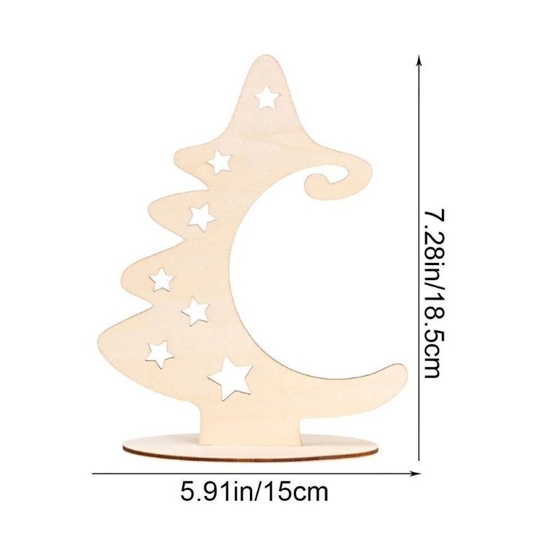 Wood Slices with Stand Natural Unfinished Christmas Wooden Tree Star Crafts for Christmas Ornaments