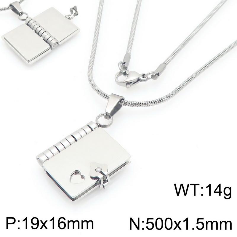 Stainless Steel Mini Book Locket Necklace for Women Men Envelope Locket Openable Pendant Jewelry Romantic Gift for Couples