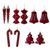 2x Christmas Tree Hanging Ornaments Flocking Decorative Pendants Xmas Tree Decor for Garden Porch Farmhouse Holiday Anniversary