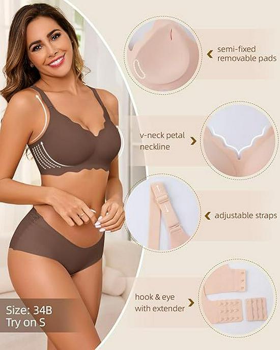 Reggiseno Senza Ferretto Senza Cuciture Taglie Forti: Comodo, Bello, Anti-Caduta, Design con Bustino Raccolto