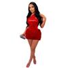 Women's Shiny Two-Piece Short Skirt Jumpsuit Set