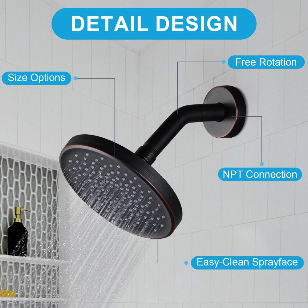 High Pressure Rainfall Shower Head, Modern 6 Inch Showerhead with Perfect Adjustable Replacement, High Flow Rain Shower Head