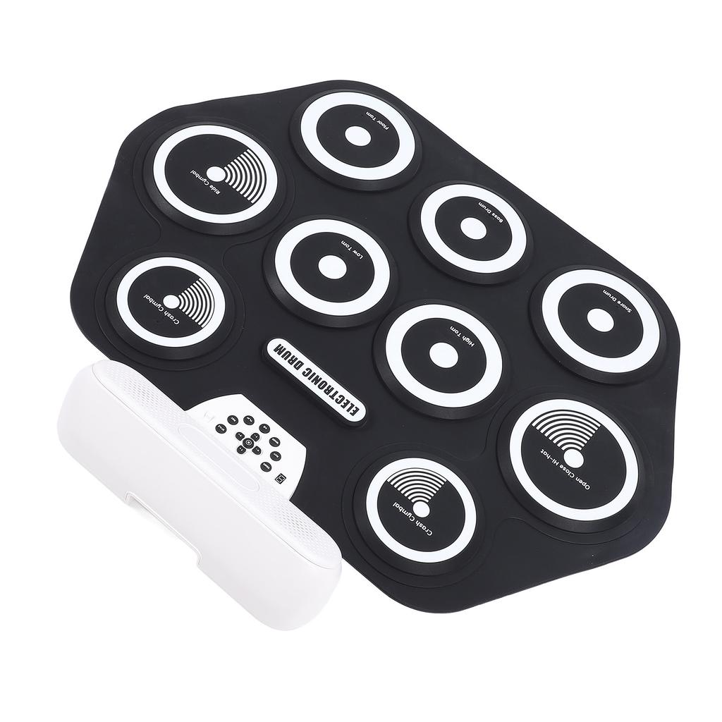 Electronic Drum Pad Portable Hand Rolled Drum Pad Double Speakers Bluetooth Rechargeable Silicone Ro