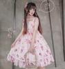 Lady Lazy Lolita Dress, Cosplay, Knee-Length Jumper Skirt with Sweets Pattern (Pink)