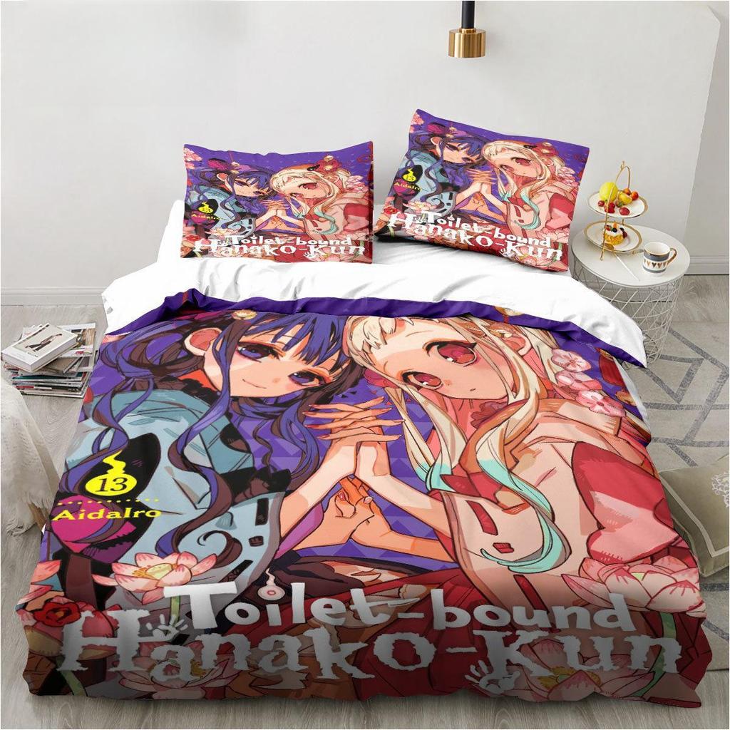 Anime Toilet-Bound Hanako-kun 3D-gedrucktes 2/3-teiliges Bettwäscheset Bettdeckenbezüge Kissenbezüge Bettdecke Bettwäscheset Bettwäsche