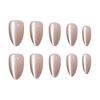 Light Brown Oval Cat Eye Press-On Nails - Medium Length, Luxury Solid Color