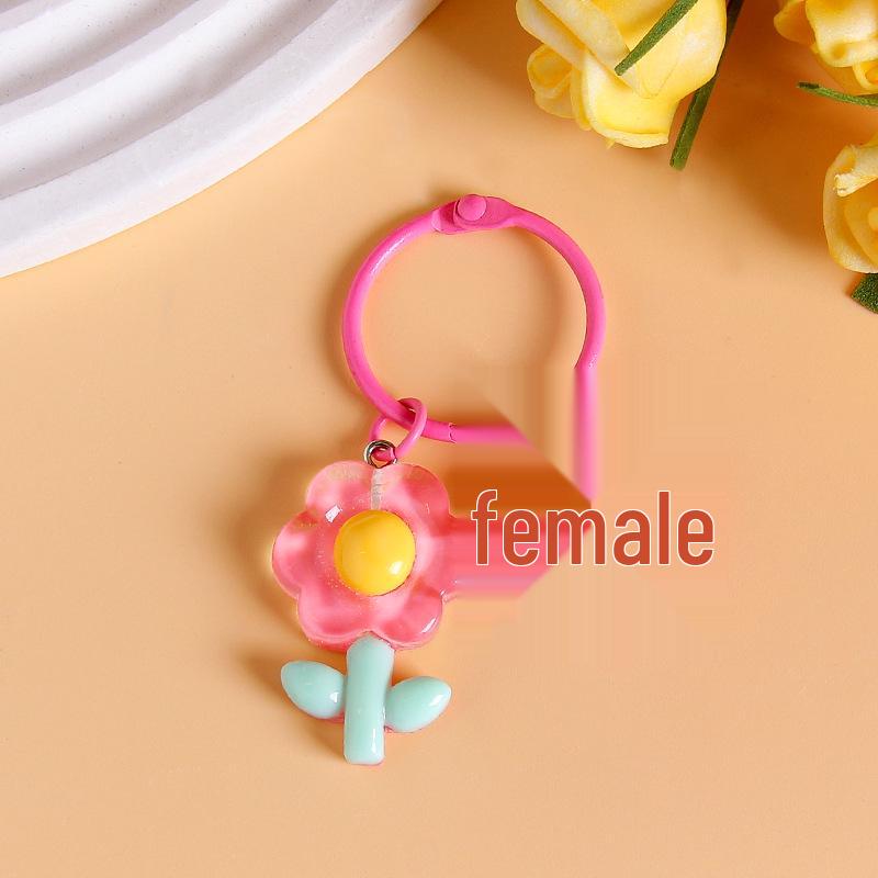 Colorful DIY Flower Keychain: Handmade Soft Rubber Floral Pendant & Bag Charm Accessory