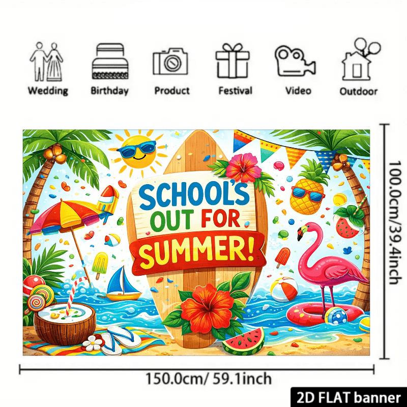 2D Planar Summer Vacation Theme Background Fabric, Made of Durable Polyester, Perfect for Indoor and Outdoor Celebration Events
