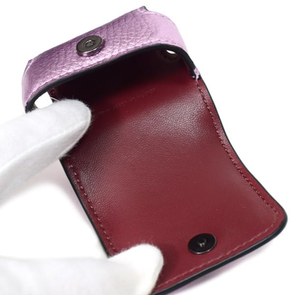 Keychain Pebble Leather Air Pods Pro Case Bag Charm Keychain Metallic Lilac CP197 [Coach] [Item]