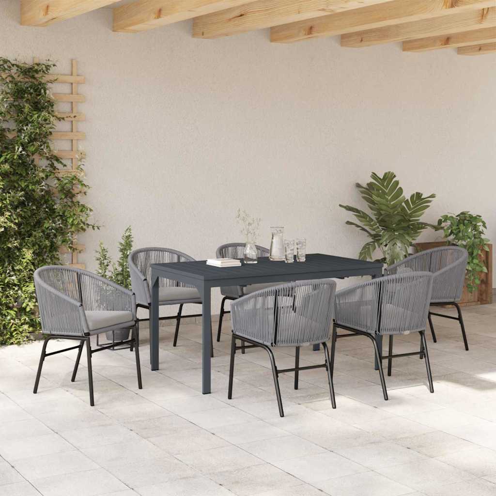 Garden Dining Set 7 pcs Grey Poly Rattan
