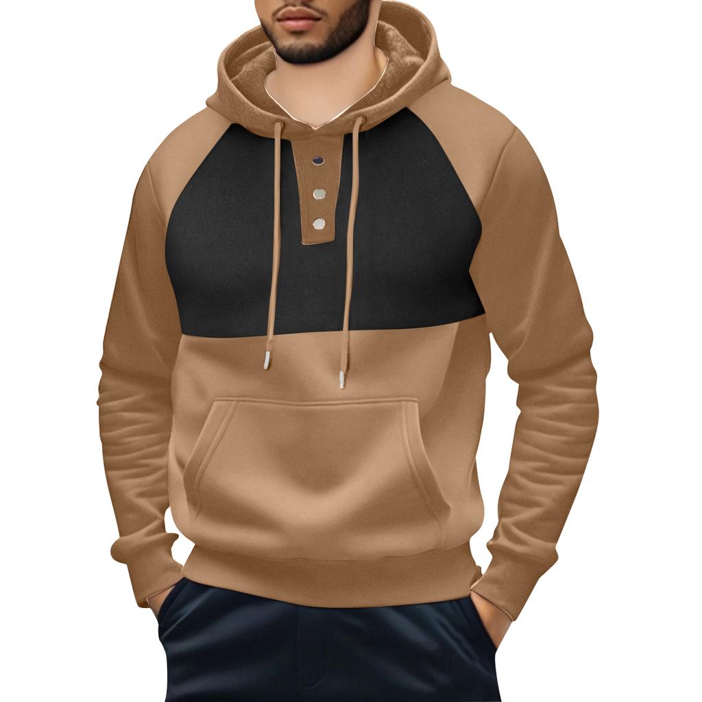 Men's Hooded Sweatshirt, Contrasting Color Sweatshirt, Sports Casual Jacket