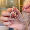 Fashionable Women's Micro Paved Cubic Zircon Brass Huggie Hoop Earrings New Trend Double Heart Drop for Parties and Gifts