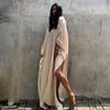 Cotton Solid Color Blouse Seaside Vacation Dress Loose Blouse Bikini Swimsuit Long Skirt Outside Women