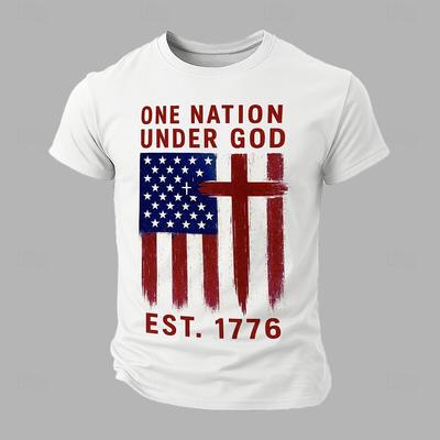 Men's American US Flag Patriotic T Shirt Short Sleeve T Shirt 3D Print Crew Neck Shirt Fashion Daily Basic Street Casual Daily  Summer  Clothing