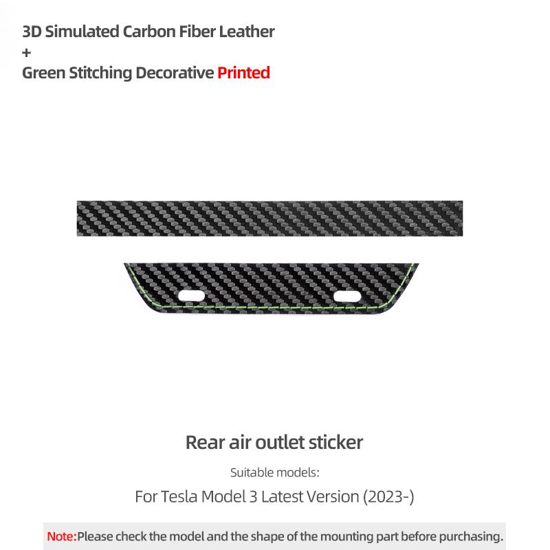 Betterhumz For Tesla Model 3 Highland 2024- Made of Alcantara Car Rear Air Vent Outlet Sticker Trim Decoration Strip Accessories