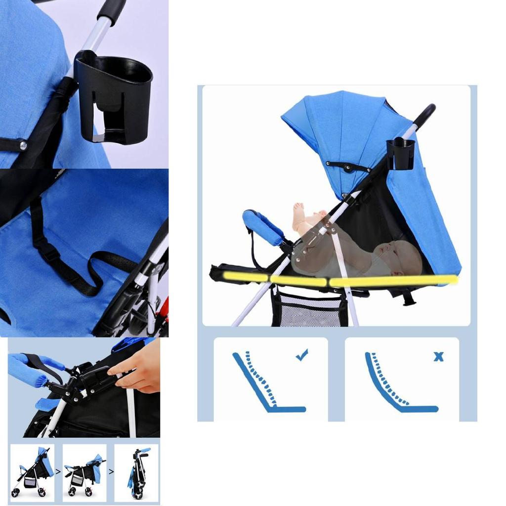 Cărucior de Copii Compact Pliabil Cu Spătar Reglabil Ideal Pentru Sugari Și Copii Mici