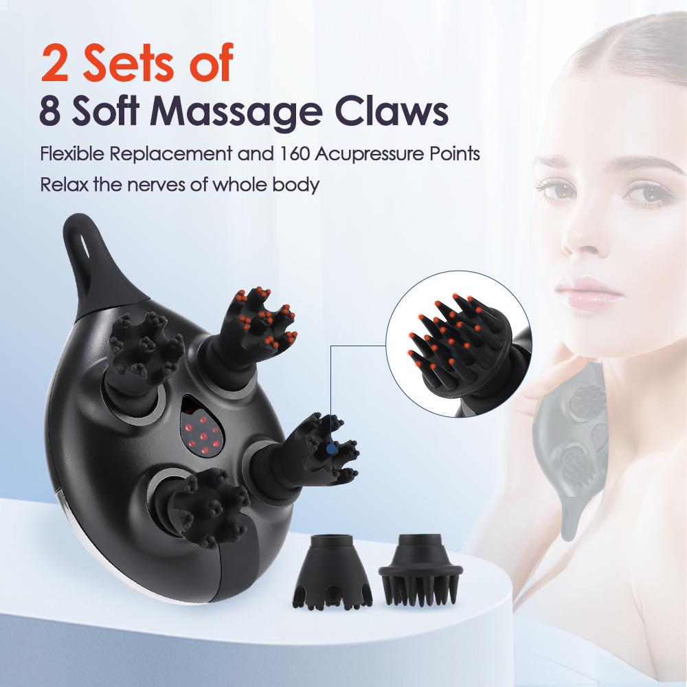 3 Gears Electric Head Kneading Massager Antistress Relax Body Neck Massage Promote Hair Growth Body Stress Relax Scalp Massager