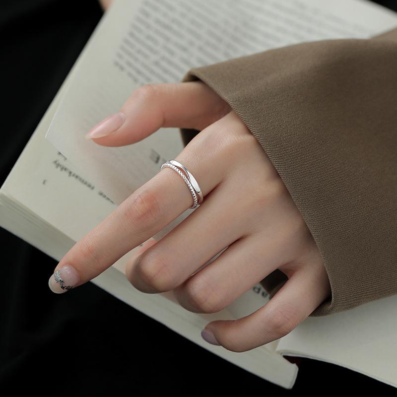 Plated Double LInes Rings For Women Wedding Engagement Silver Women's Vintage Ring Fine Party Jewelry