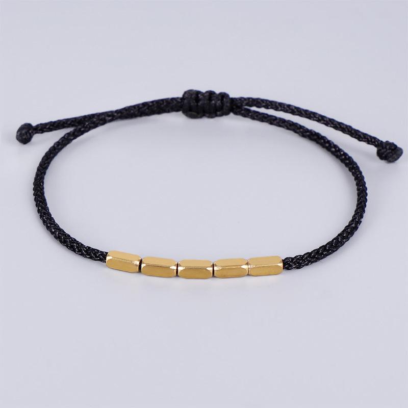Handgemaakte Tibetaanse Koperen Kralen Armband Boeddhistisch Gevlochten Katoenen Gelukstouw Armband Geluk Succes Amulet Vrouwen Mannen Vintage