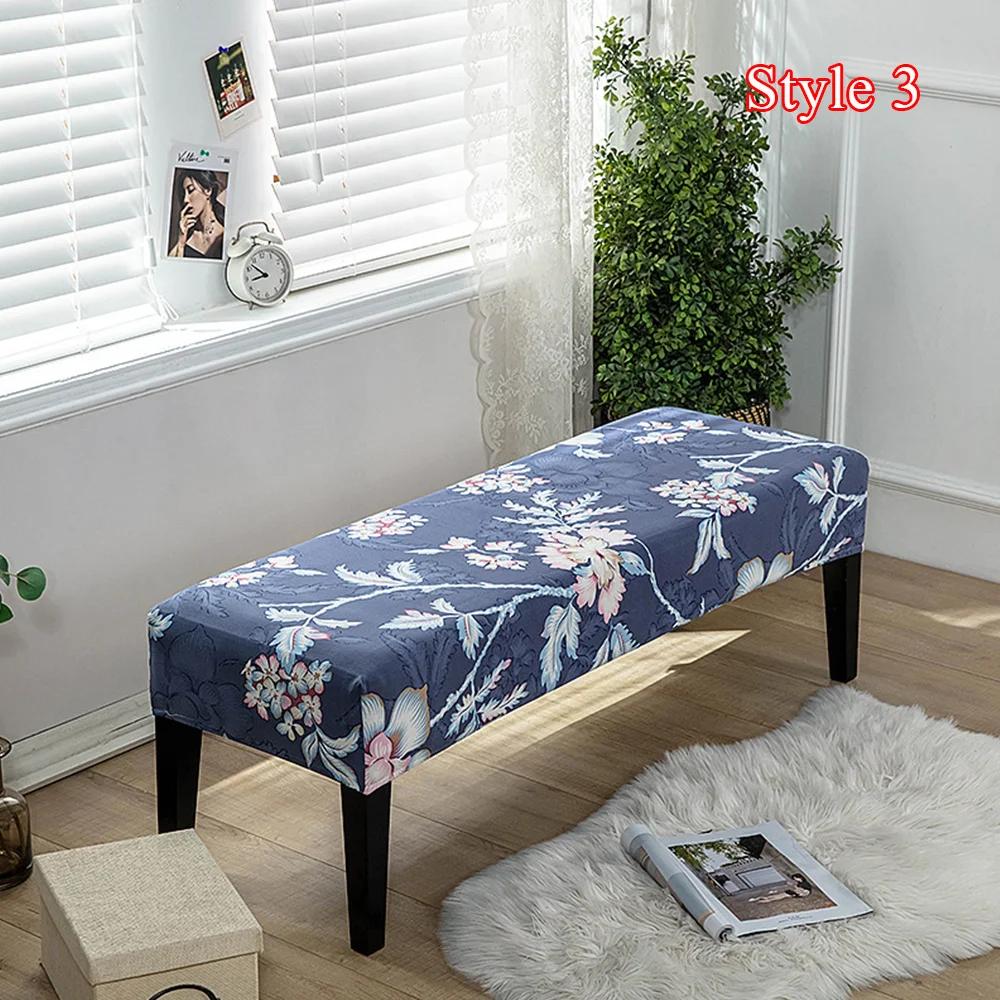 Geometric Bench Cover Stretch Spandex Piano Stool Cover Long Ottoman Cover Solid Color Changing Shoes Chair Slipcover Home Decor