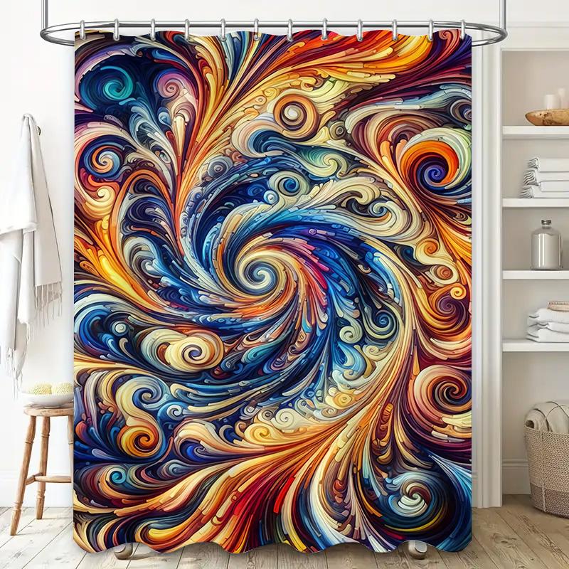 Modern Geometric Animal Print Shower Curtain Bathroom Decor Home Swede Home Decorative Blue Orange White Cow Pattern Waterproof