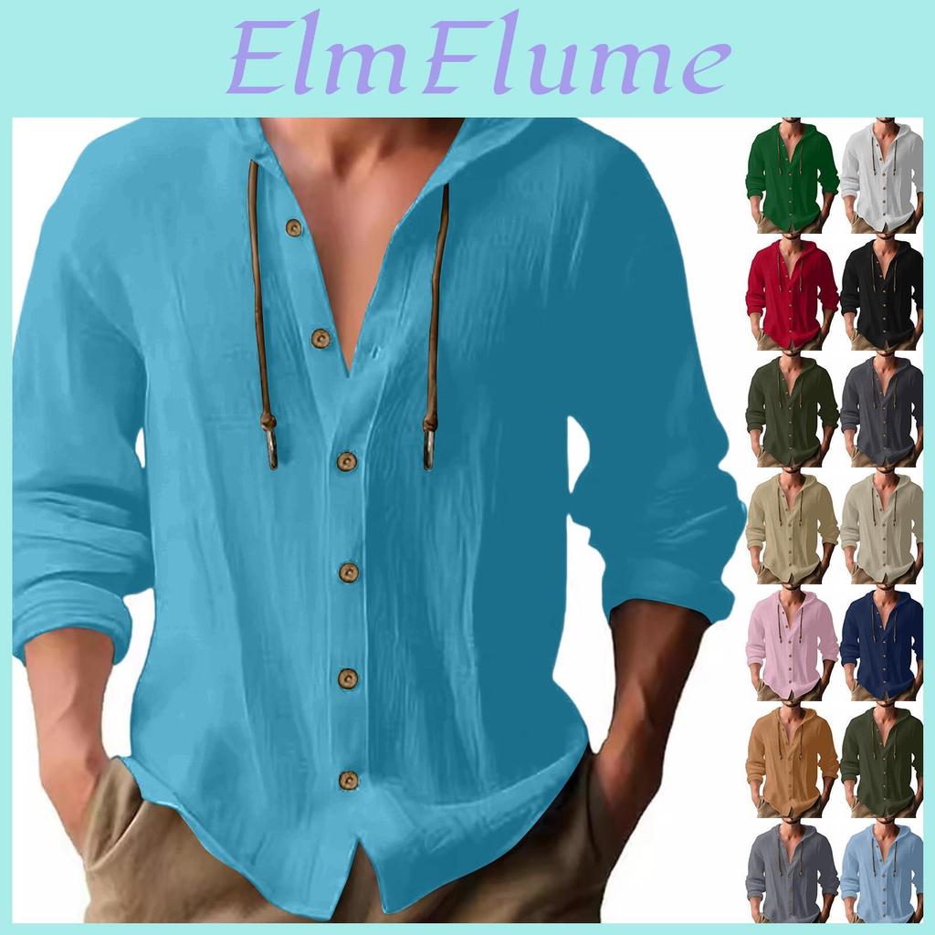 Mens Print New Summer Loose Long Sleeve Shirt Cardigan Beach Shirt