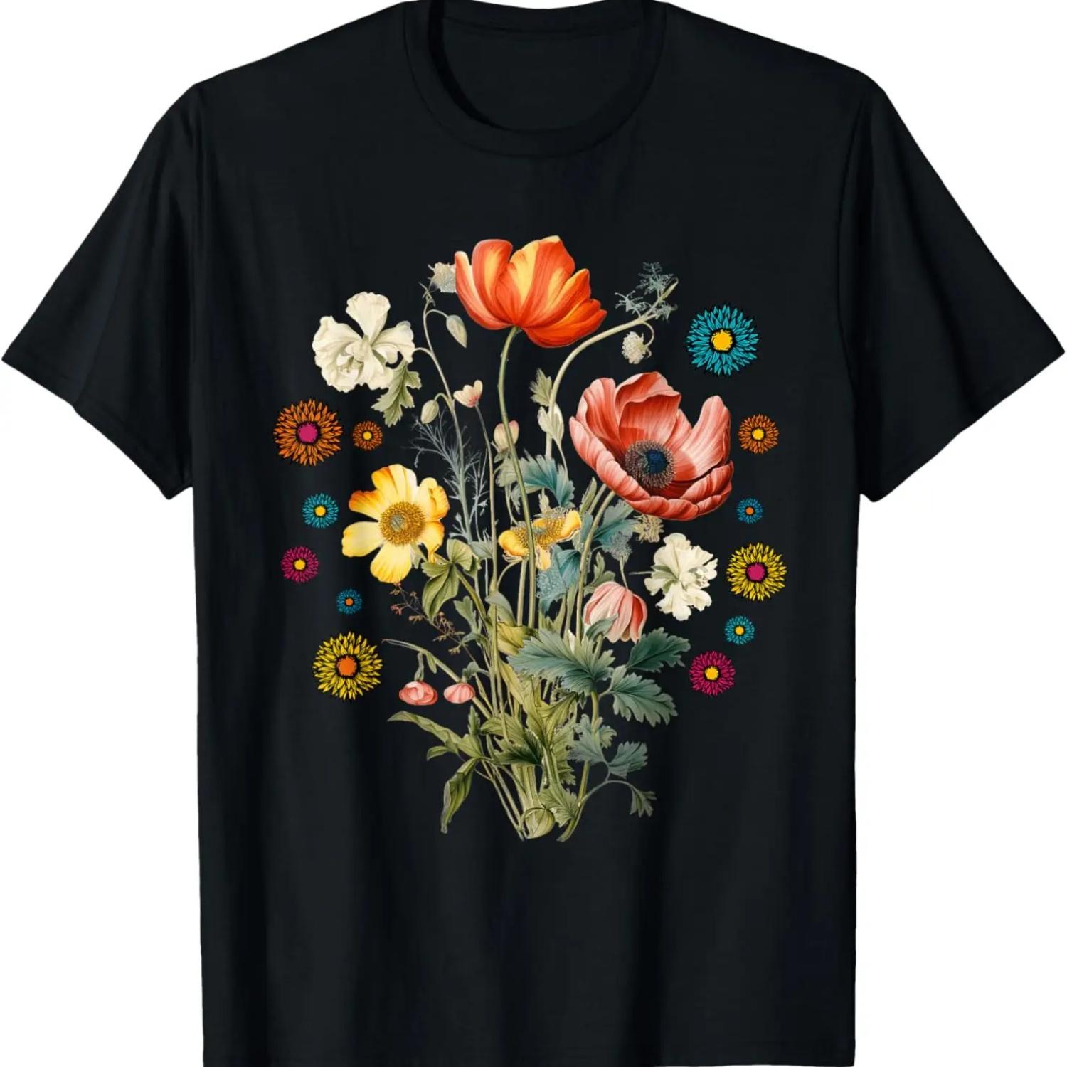 

Boho Wildflowers Nature Flower Nature Lover Floral Men s T-Shirt XXXXXL чёрный