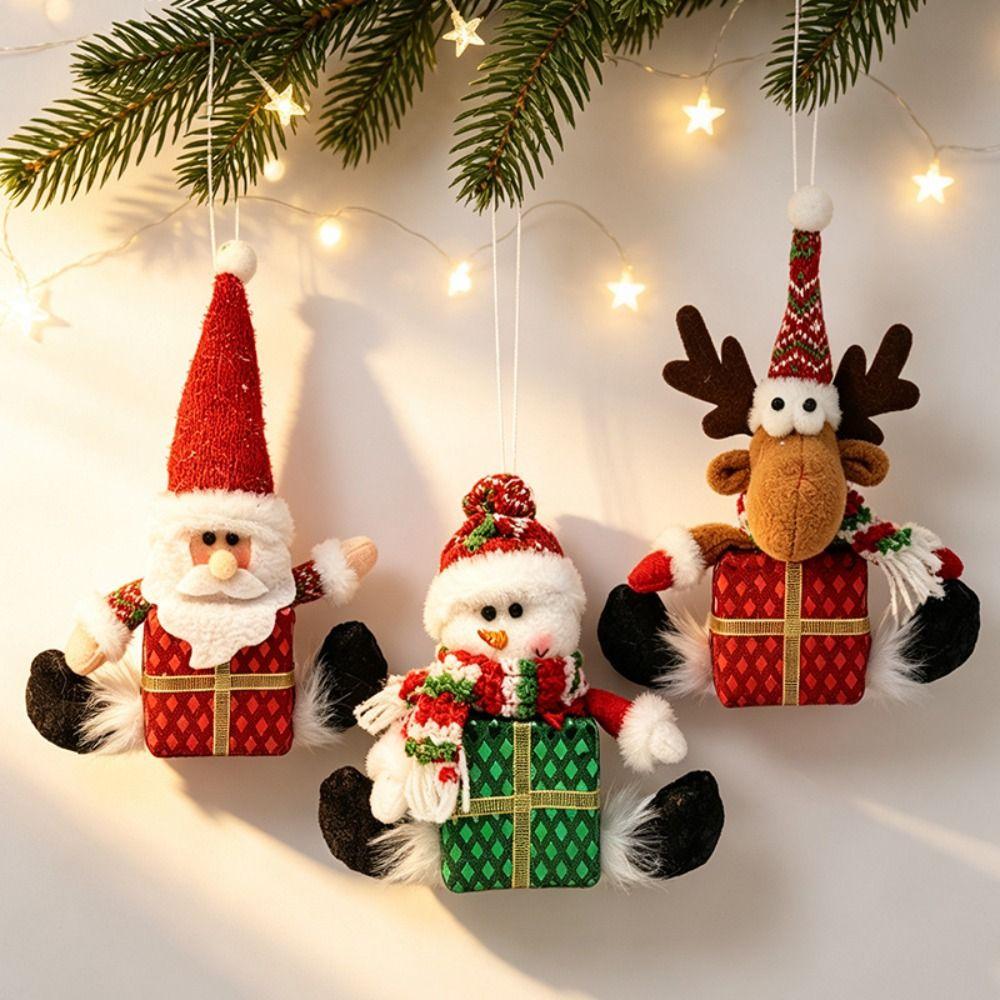 Hanging Style Christmas Hanging Ornament Creative Santa Claus Figurine New Gift Box Doll Holiday
