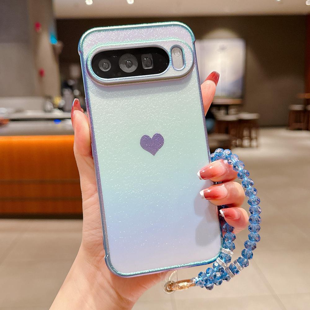KEYSION Gradient Colorful Phone Case for Google Pixel 10 Pro XL 9 Pro 9A 8A Soft TPU Shockproof Back Cover With Crystal Bracelet