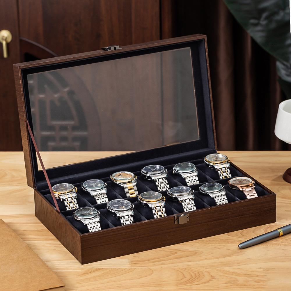 2025 Walnut Wood Grain Watch & Sunglasses Storage Box