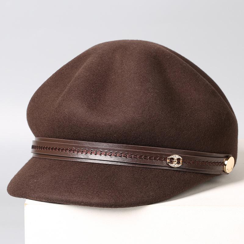 New Autumn and Winter Hats Women's Often Versatile Wool Octagonal Hats Women's Berets Versatile Peaked Caps