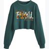 Women's Crop Sweatshirt Fall Halloween Long Sleeve Pullover Sweatshirt