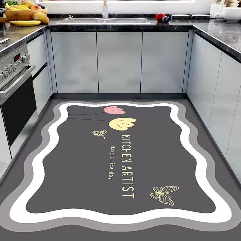 Dywan na podłogę do kuchni mata podłogowa skóra PVC wodoodporny antypoślizgowy długi dywan olejoodporny maty pod stopy różowy kwiat dekoracja domu dywany