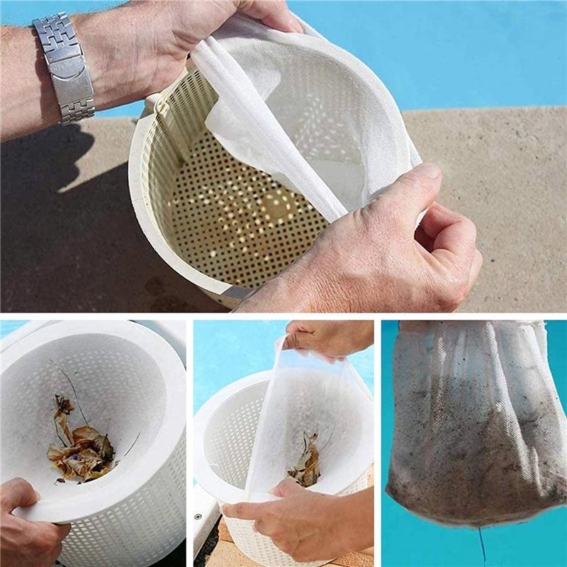 

50-Pack Pool Skimmer Socks, Filter Bags, The Perfect Sock/Net/Saver To Protect Your Inground Or Above Ground Pool-B61B білий