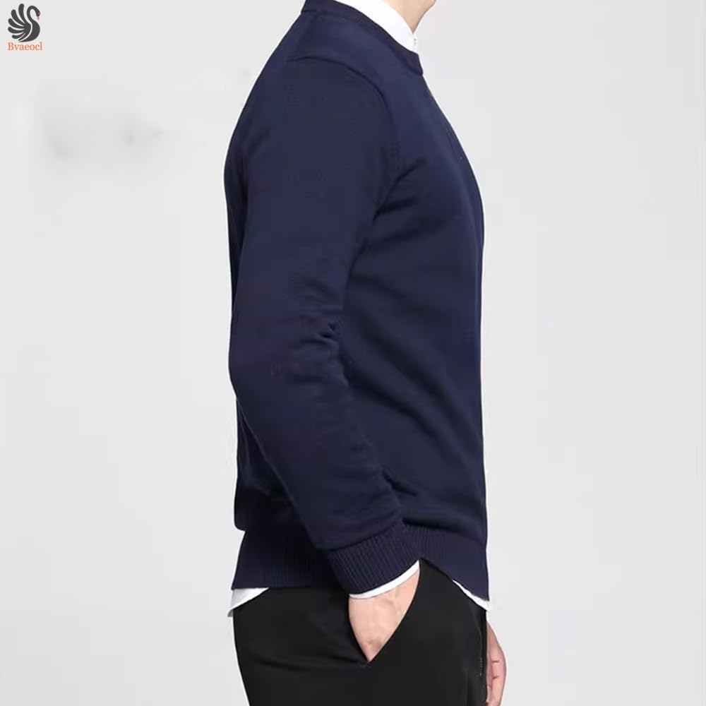 Bvaeocl Winter Crew Neck Knit Solid Long BV147 Men's Sweater, Warm, Color, Casual, Sleeve, Undershirt, Stylish, Spring/Autumn Outfit, (JP, Alphabet,