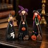 2D Design Halloween Witch Figurine Wooden Material Halloween Witch Ornament  Holiday Decoration